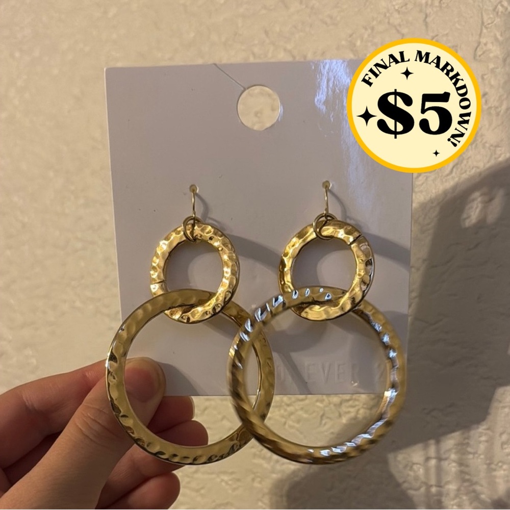 Forever 21 Gold Textured Hoop Earrings